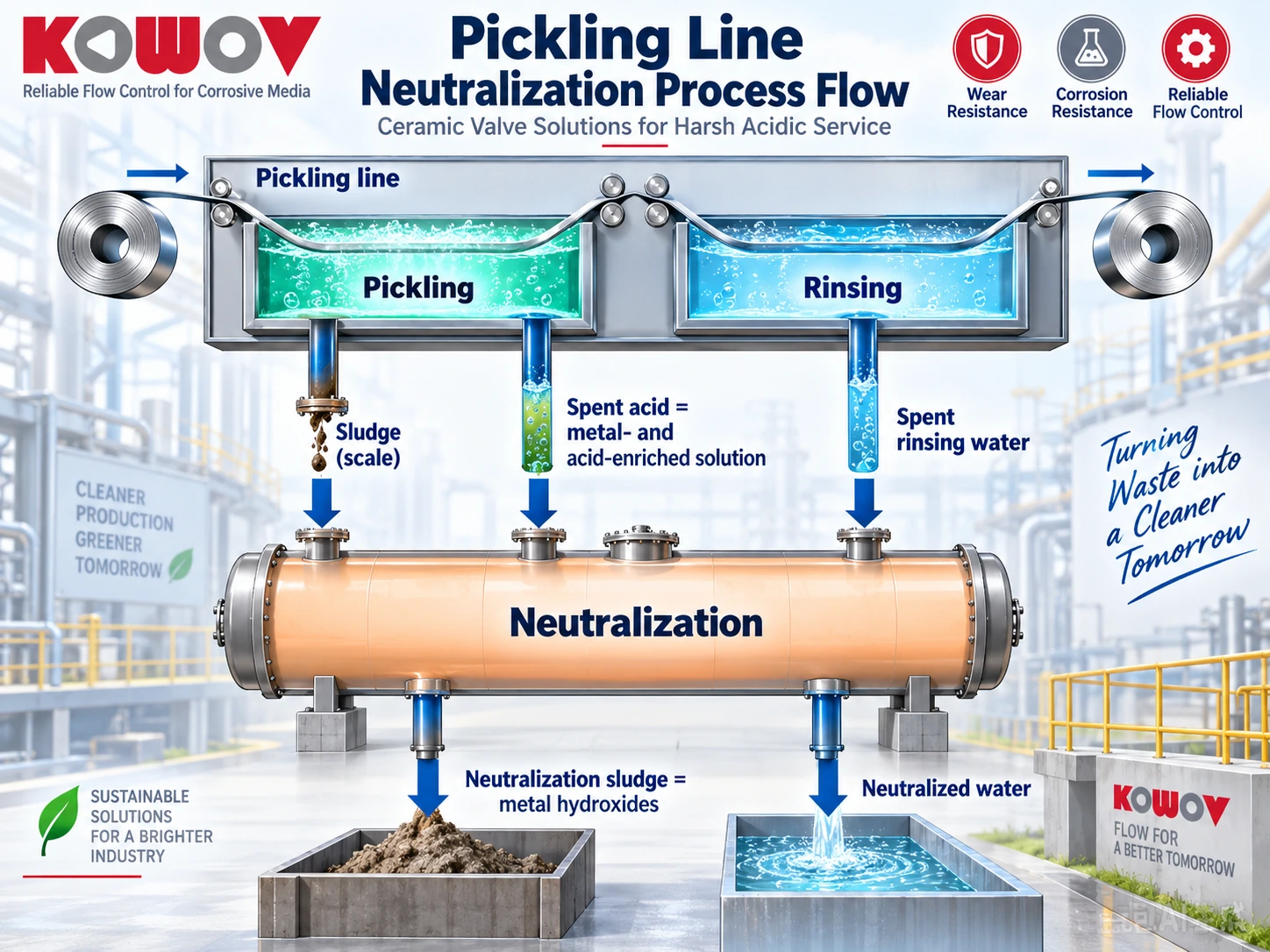 Pickling line neutralization process flow
