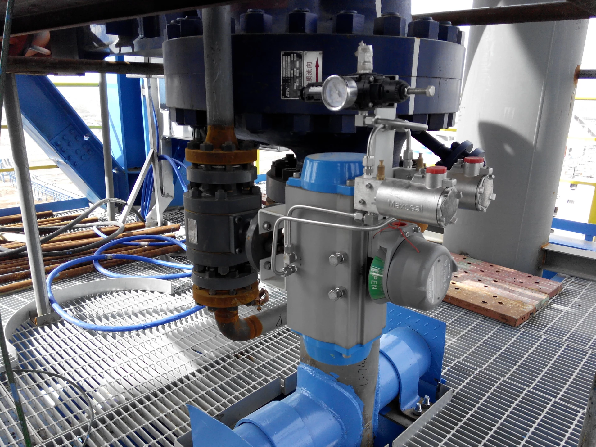A valve and actuator installed on a coal-chemical process line