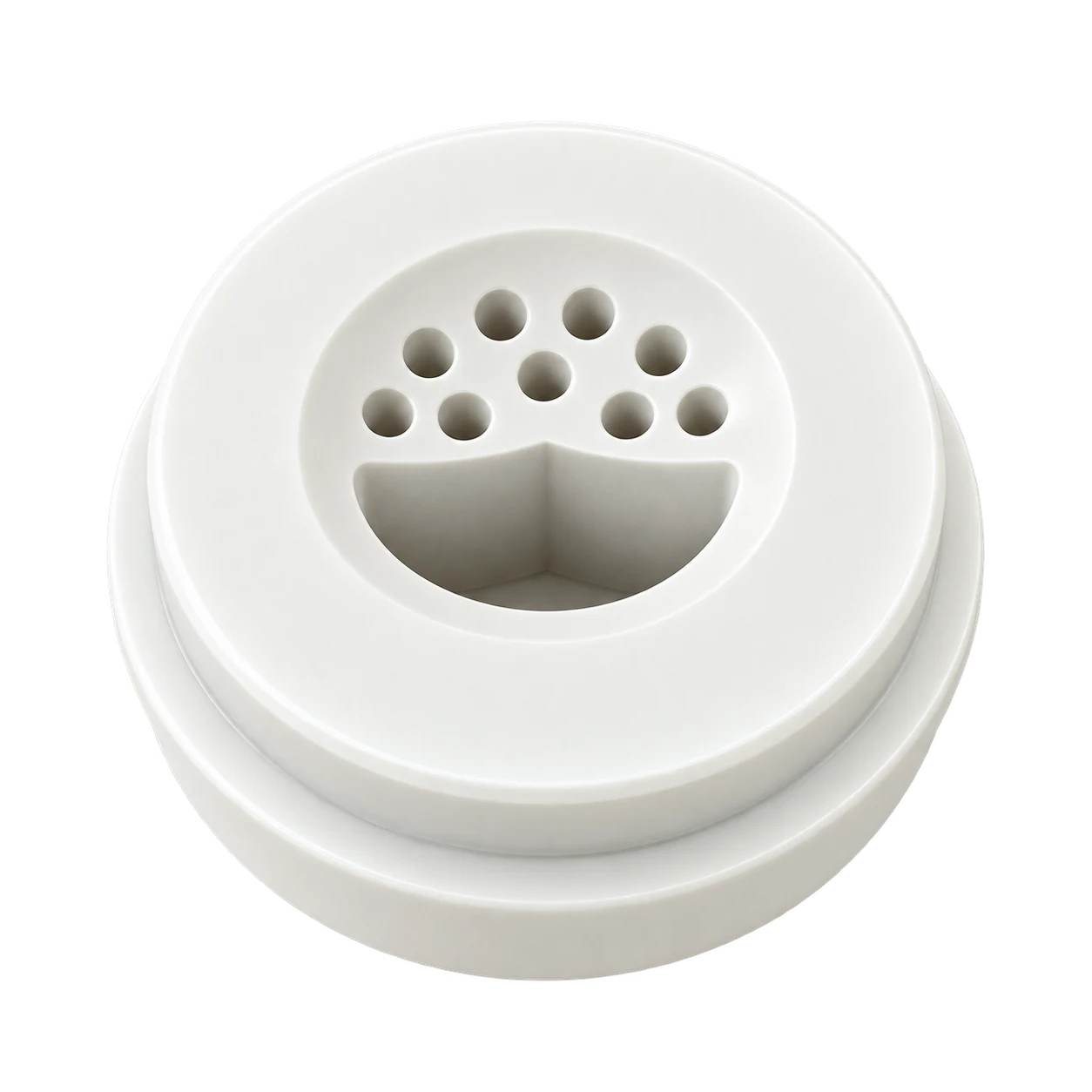 Custom regulating ceramic valve seat with a perforated flow profile